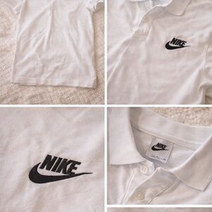Nike Polo Shirt in White with Black Logo